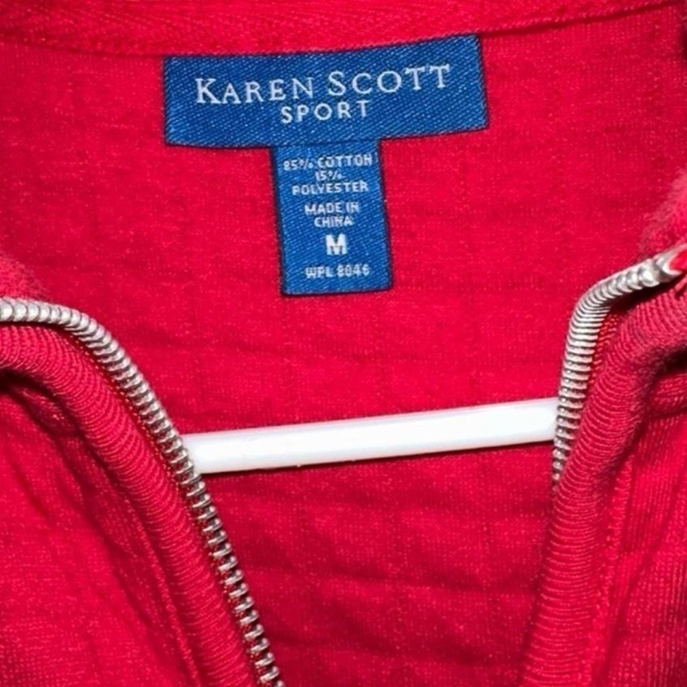 Karen Scott Buisness casual Sport Red quilted Full Zip Vest With Pockets Medium - Picture 2 of 6